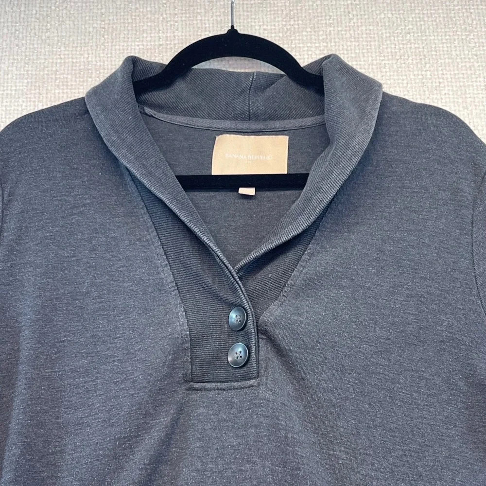 Banana Republic Mens Gray‎ Shawl Collar Pullover Sweatshirt Lounge Top